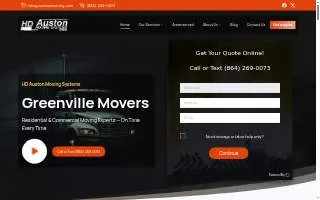 HD Auston Moving Systems - Greenville SC Movers website
