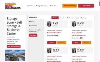 Storage Zone Self Storage and Business Centers of Greenville website