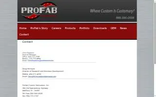 ProFab Custom Fabricators website