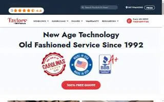 Taylors Window & Screen website