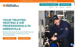 Heating + Air Paramedics of Greenville website