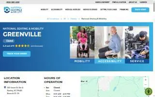 National Seating & Mobility of Easley website