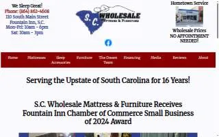 S.C. Wholesale Mattress & Furniture of Fountain Inn website