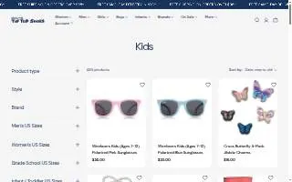 Tip Top Shoes Kids website