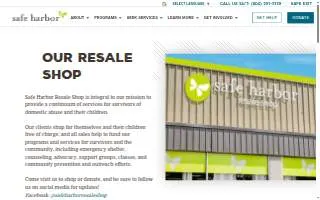 Safe Harbor Resale Shop website