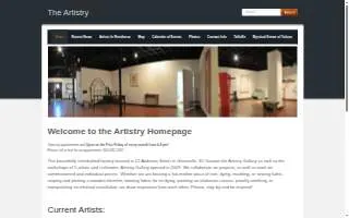 Artistry Workshops & Gallery website