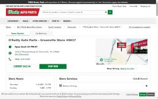 O'Reilly Auto Parts of Greenville website