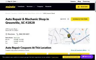 Meineke Car Care Center of Greenville website