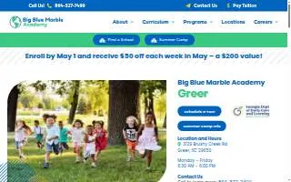 Big Blue Marble Academy Greer website