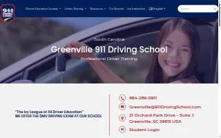 911 Driving School - Greenville website