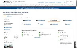 Self-Storage at U-Haul of Greenville website