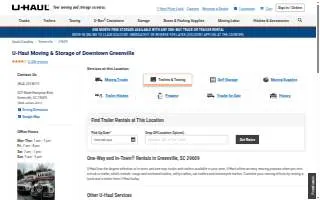 Trailer Rental at U-Haul of Greenville website