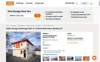 Public Storage of Mauldin website