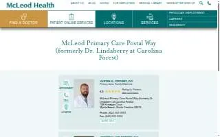 McLeod Primary Care Postal Way (Formerly Dr. Lindaberry at Carolina Forest) website
