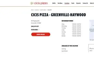Cicis Pizza of Greenville website