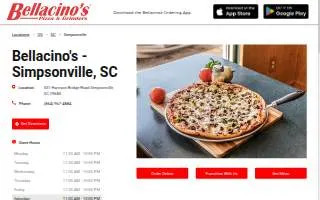 Bellacino's Pizza & Grinders of Simpsonville website