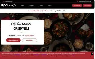 P.F. Chang's of Greenville website