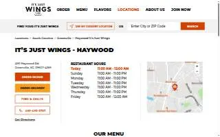 It's Just Wings of Greenville website