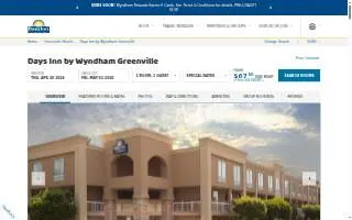 Days Inn by Wyndham Greenville website