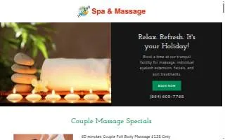 Holiday Spa & Massage website