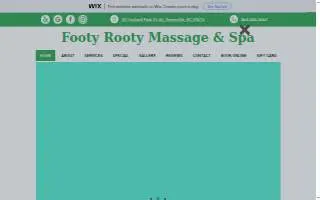 Footy Rooty Massage & Spa website
