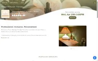 Thrive Massage Therapy website