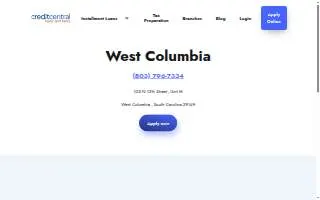 Credit Central of West Columbia website