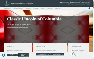 Classic Lincoln of Columbia website
