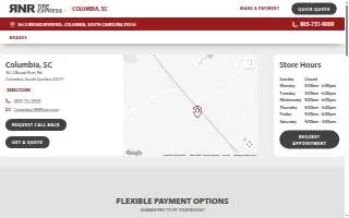 RNR Tire Express of Columbia website