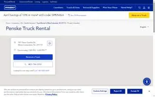 Penske Truck Rental of West Columbia website