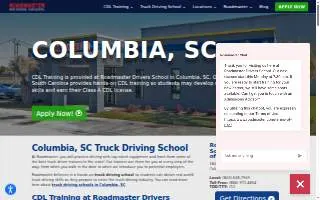 Roadmaster Drivers School of Columbia website