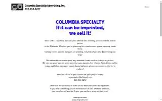 Columbia Specialty Advertising website