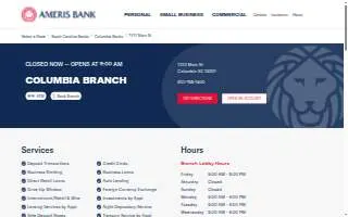Ameris Bank of Columbia website