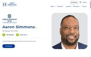 Aaron Simmons at First Heritage Mortgage, LLC website