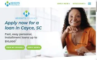 Heights Finance of Cayce website