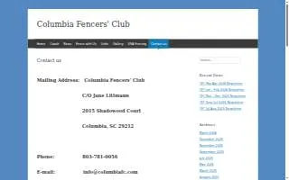 Columbia Fencers' Club website