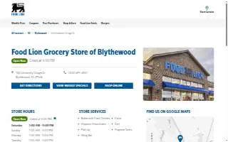 Food Lion of Blythewood website