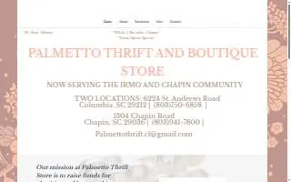 Palmetto Thrift Store, Columbia SC website