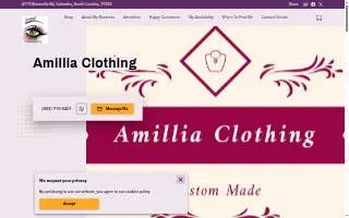 Amillia Clothing website