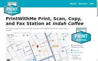 PrintWithMe Print Kiosk at Indah Coffee website