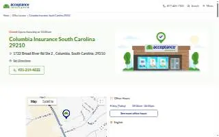Acceptance Insurance of Columbia website