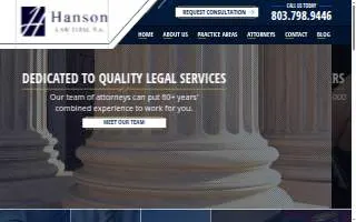 Hanson Law Firm website