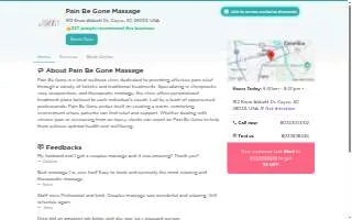 Pain be Gone Massage website