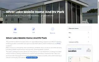 Silver Lake Mobile Home And RV Park website