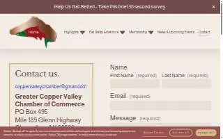 Copper Valley Chamber Of Commerce website