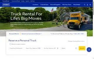 Penske Truck Rental of Alabaster website