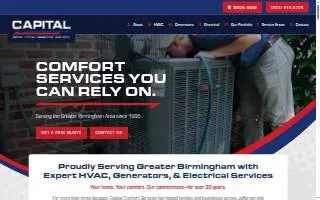 Capital Comfort Services of Center Point website