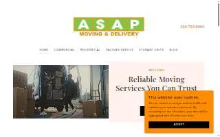 ASAP Moving & Delivery Services website