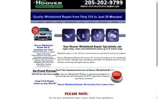Hoover Windshield Repair of Fairfield website