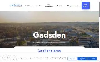 Credit Central of Gadsden website